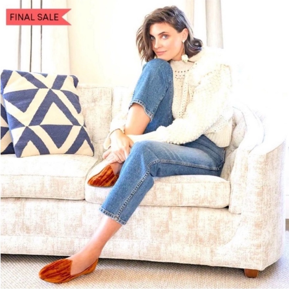 Birdies The Heron Carnelian Crushed Velvet Slip On Flat Loafers Size 7.5